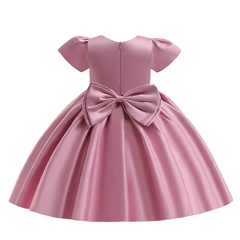 Elegant Girl Little Bridesmaid Clothes Evening Dresses Kids Children Costume Princess Vestido Flower Clothing White Pink Gown