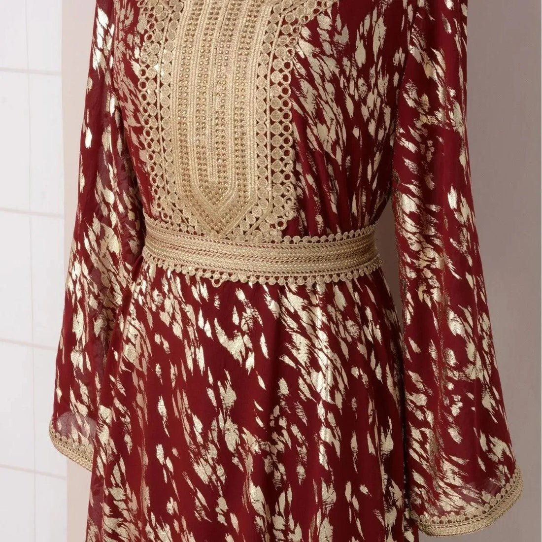 Abaya Kaftan Caftan For Women Evening Dress Muslim Dubai Arab Women's New High End Fabric Hot Stamped Long Slept Dress Abaya Red