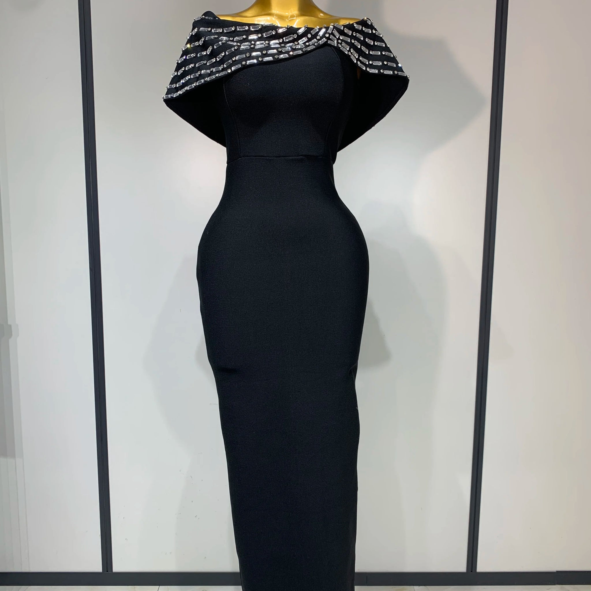 Fashion Sexy Strapless 2025 Black Off-shoulder Bodycon Bandade Dress Celebrity Cocktail Party  Luxury Birthday Wedding Dresses