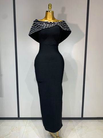 Fashion Sexy Strapless 2025 Black Off-shoulder Bodycon Bandade Dress Celebrity Cocktail Party  Luxury Birthday Wedding Dresses