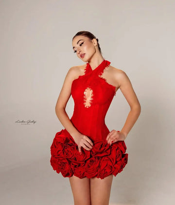 Women Sleeveless Sexy Halter Florlas Bodycon Mini Bandage Dress Celebrate Fashion Nightclub Party Birthday Outfit