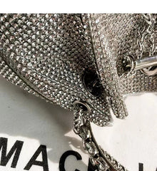 Bolso de mano de lujo para fiesta de boda, con cristales brillantes y diamantes de imitación, bolso de noche con anillo de metal, bolso de mano para mujer, bolso cruzado para mujer 