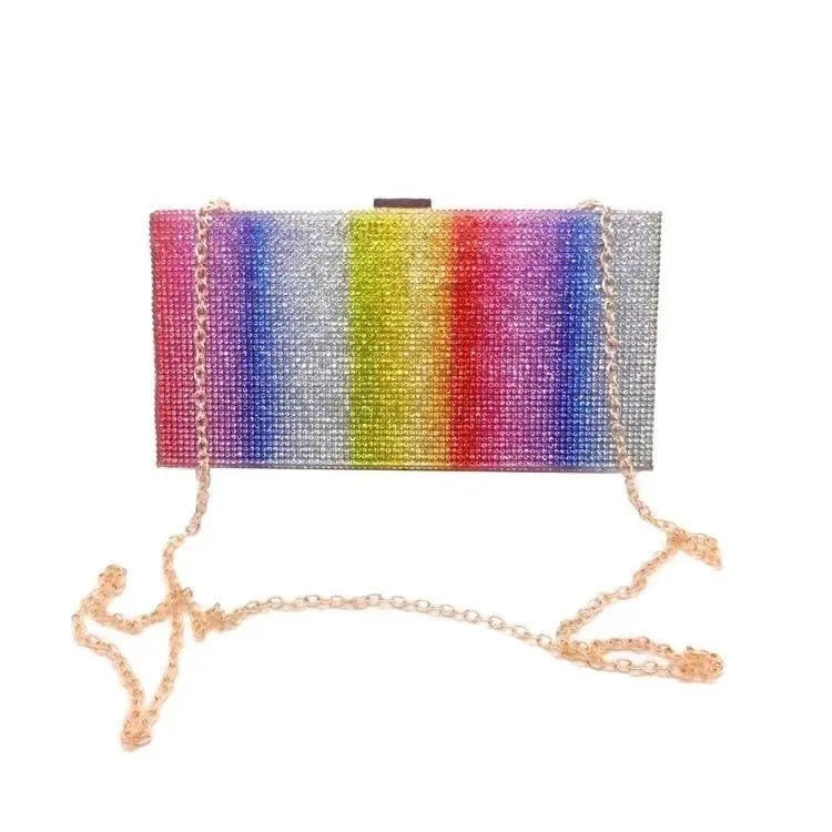 Rainbow Diamond Wedding Clutch Bag Elegant Party Evening Clutch Purse and Handbag for Women Luxury Designer Crossbody Bag