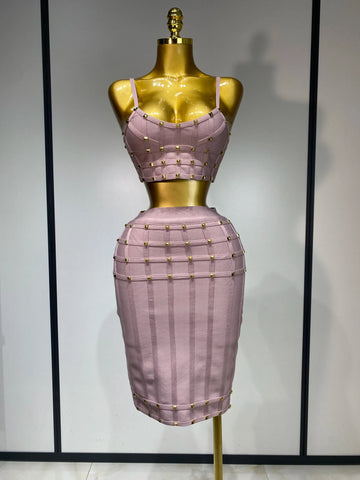 Women Sexy Luxury Birthday BandageTwo Piece Set Evening Party Prom Gown Celebirty High Street Club Party Outfit