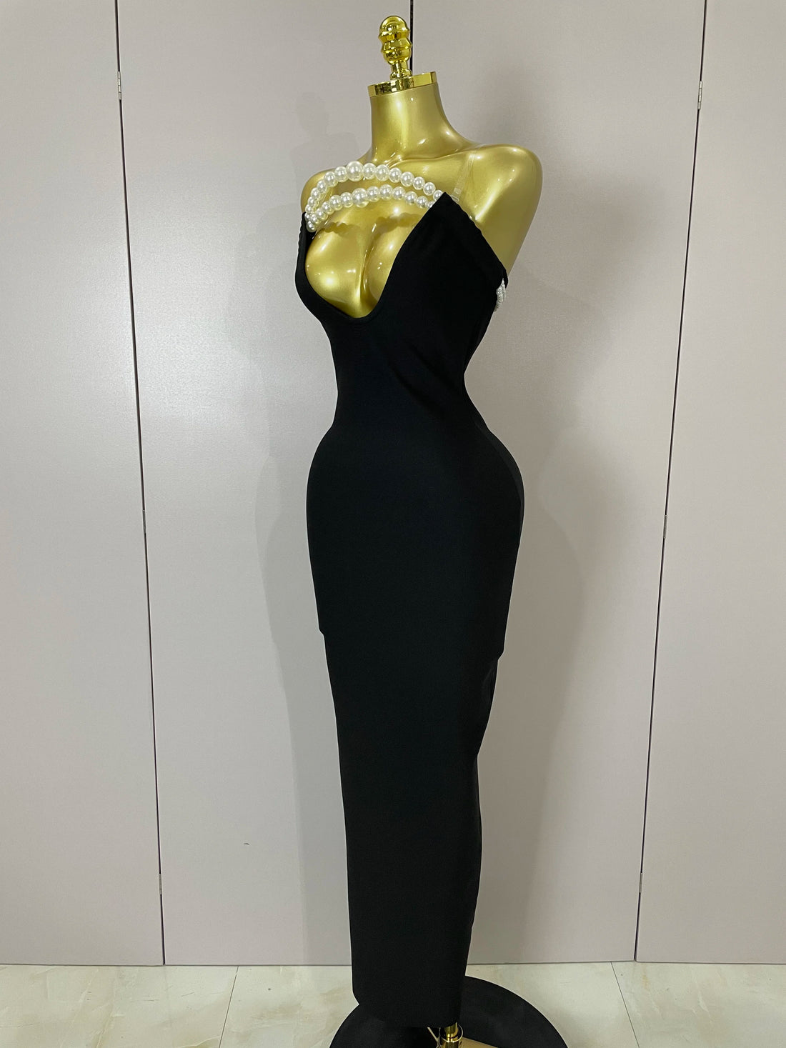 Sexy Backless Strapless Black Beading Long Bandage Bodycon Dress 2025 Women Celebrity Elegant Evening Luxury Birthday Dresses