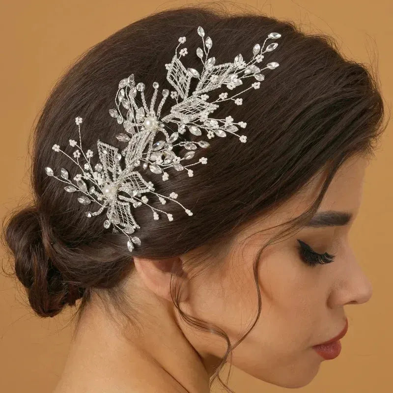 Ctystal Pearl Headband Tiara For Women Bride Rhinestone Party Headband Bridal Wedding Hair Accessories Jewelry Headband Tiara