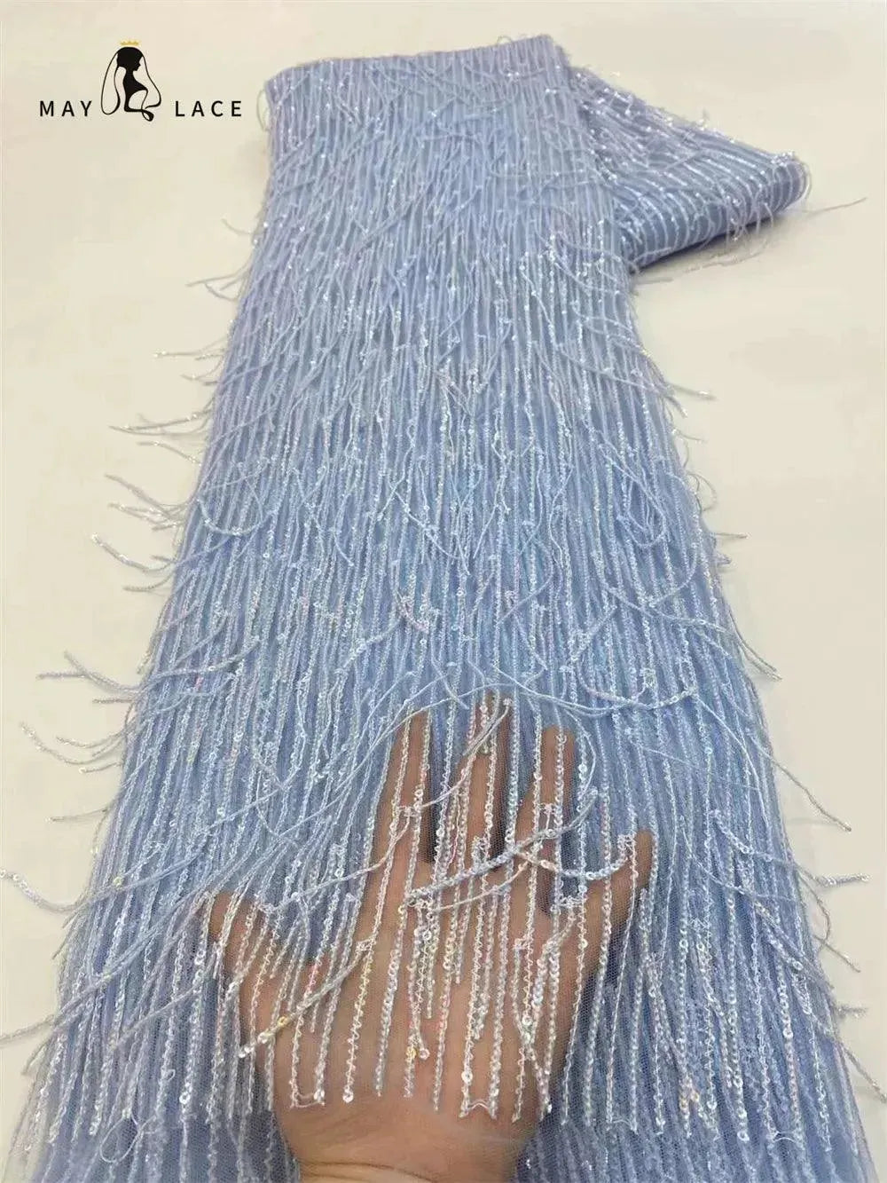 May Lace High Quality Luxury French Tulle Sequins Lace Fabric African Lace Fabric 5 Yards For Nigeria Wedding Dress Party 10African lace 5yard