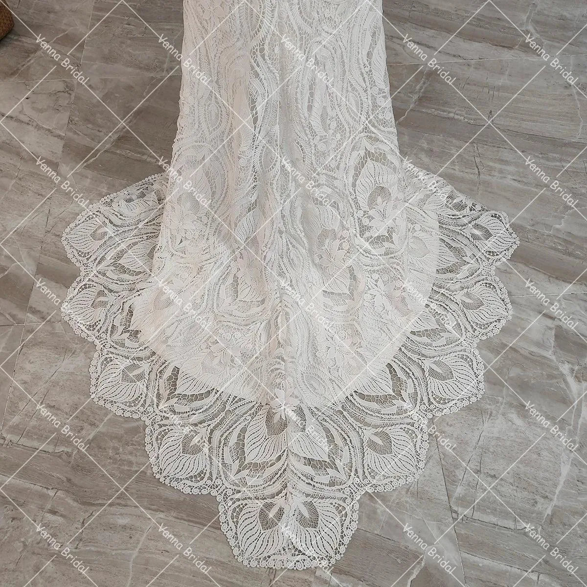 Spaghetti Strap Lace Mermaid Wedding Dress Boho Beach Rustic Open Back Backless Cut Out Country Sweep Train Bridal Gowns