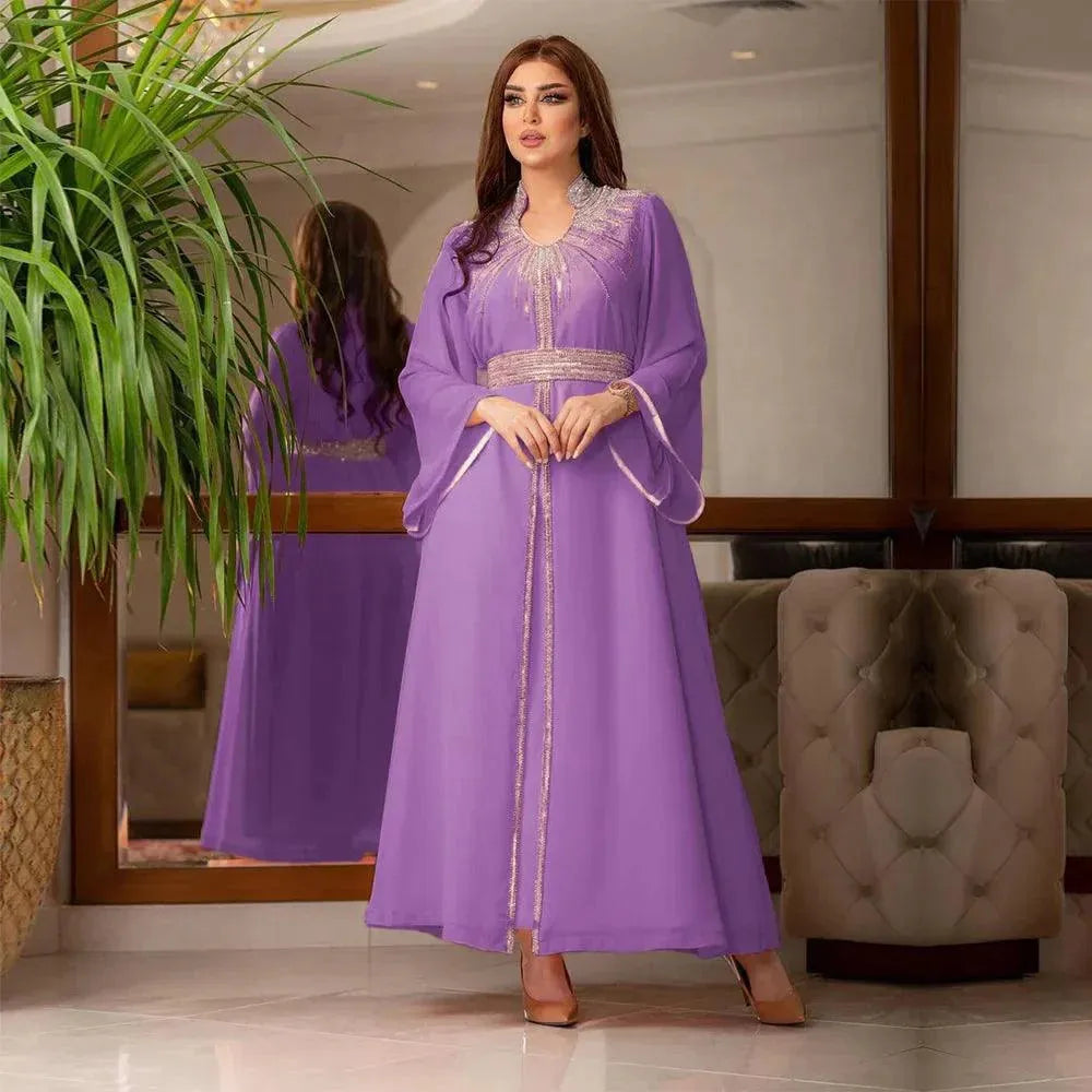 Caftan Mariage Caftan Mauve Clair Abaya Turque Pour Femmes, Robe