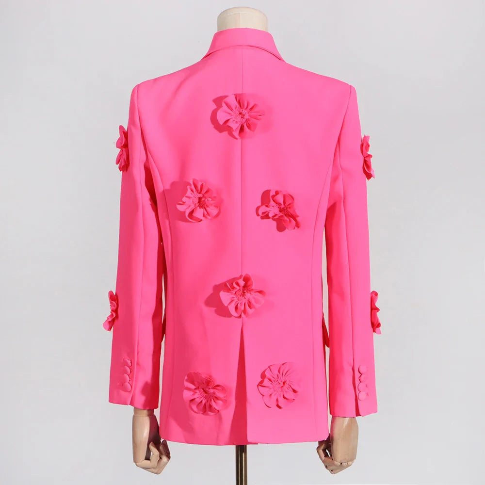 Fashion Spliced Appliques Elegant Jackets for Women Lapel Long Sleeves Patchwork Double Breasted Jacket Female New