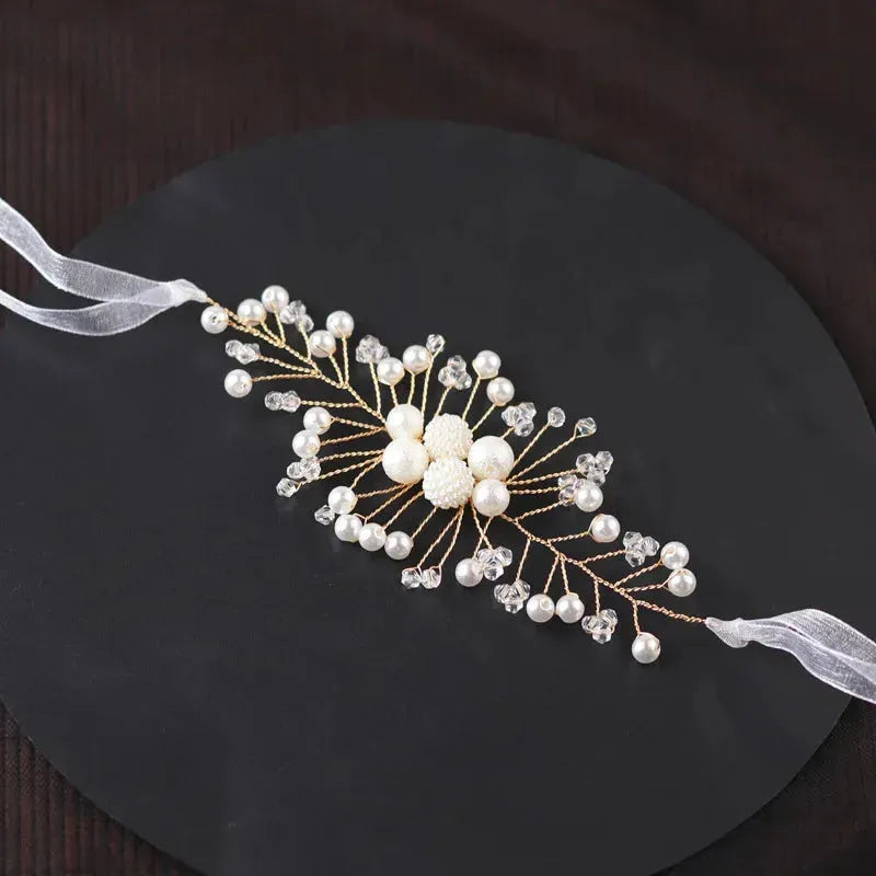 Fashion Korean Bracelet Handmade Simple Bride Bridesmaid Wrist Flower White Pearl Hand Flower Wedding Celebration Gift Jewelry