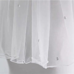 Crystal Bridal Veils Short 1 Tier  Soft Mesh With Comb Wedding Party Bride Hair Accessories for Women and Girls