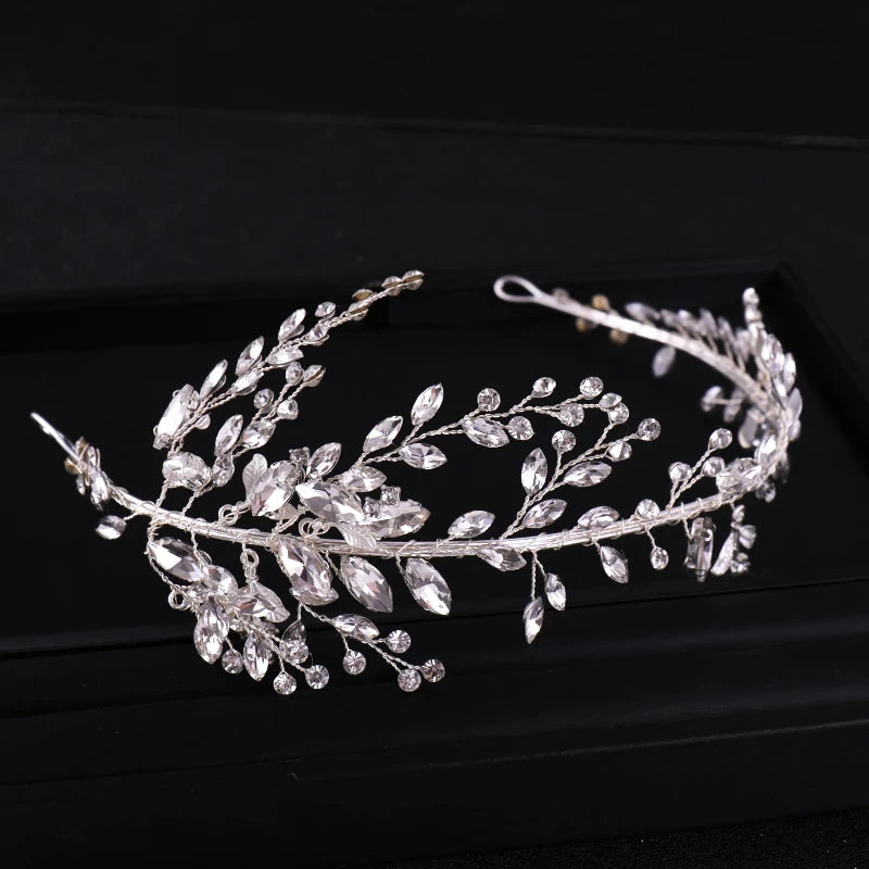 Fashion Silver Color Bride Hair Jewelry Women Crystal Headband Rhinestone Handmade Tiara Crown Hairband Wedding Hair Accessories