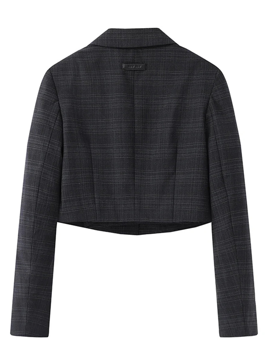 Solid Slimming Spliced Appliques Elegant Jackets for Women Lapel Long Sleeve Patchwork Button Fashion Jacket Female