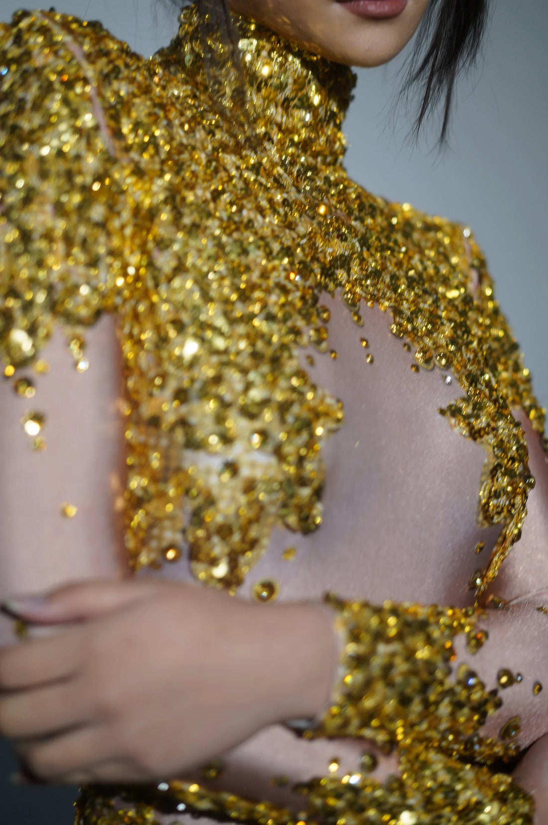 Sparkly Gold Silver Rhinestone Sequin Stretch Bodysuits  New Women Birthday Party Nightclub Dancer Stage Performance Costume