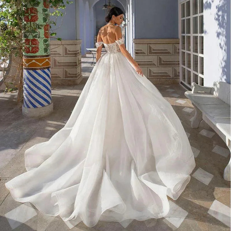 Challoner Elegant Mermaid Wedding Dresses Sweetheart Off The Shoulder Appliques Lace Up Bridal Gowns Detachable Train Vestidos Mermaid