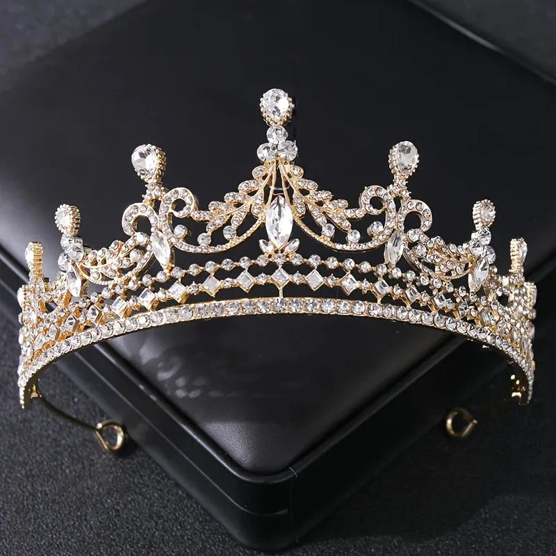 Baroque Vintage Crystal Rhinestone Bridal Wedding Tiaras And Crowns Diadems Headbands For Women Bride Hair Accessories Jewelry Silver