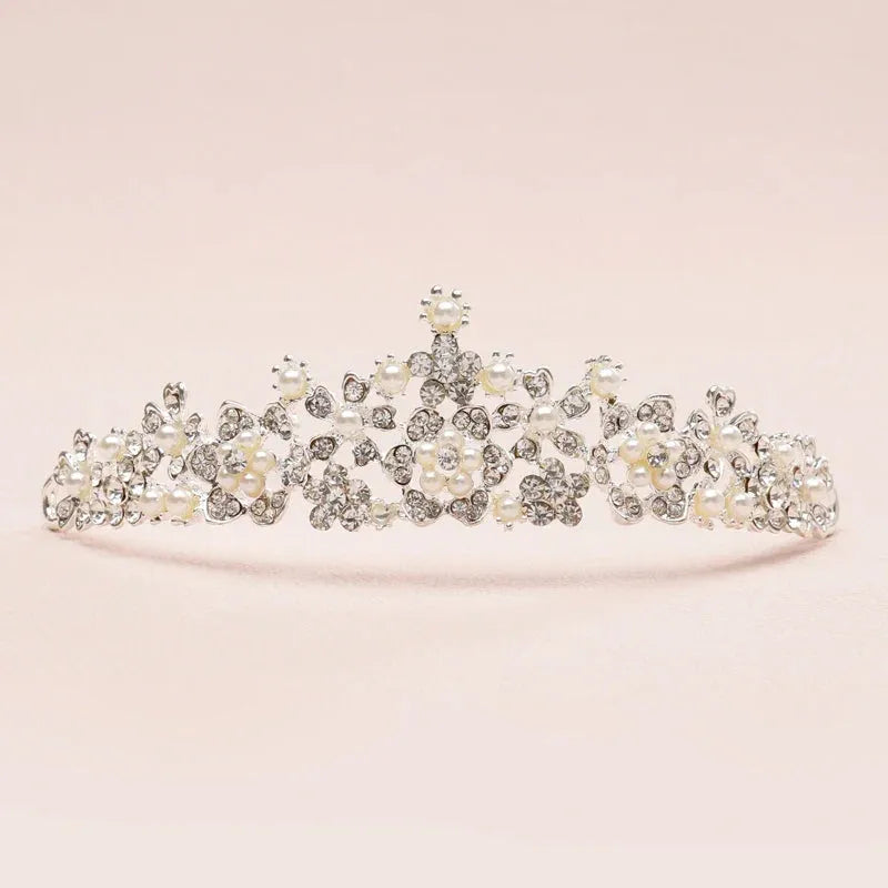 Bride Imitation Pearl Crown Artificial Crystal Hair Band Sweet Birthday Party Headwear