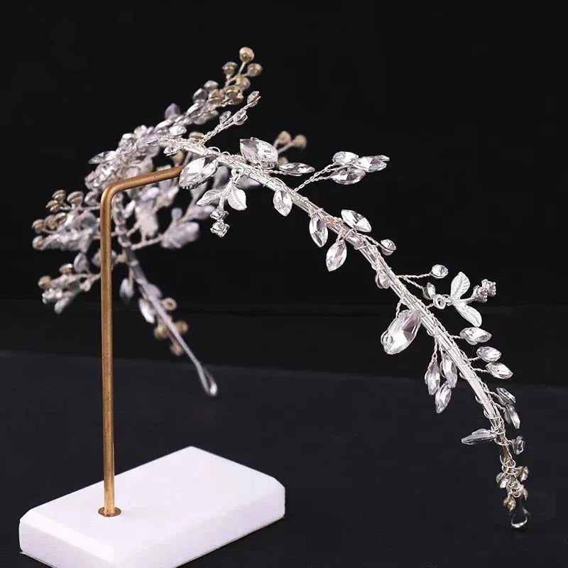 Fashion Silver Color Bride Hair Jewelry Women Crystal Headband Rhinestone Handmade Tiara Crown Hairband Wedding Hair Accessories