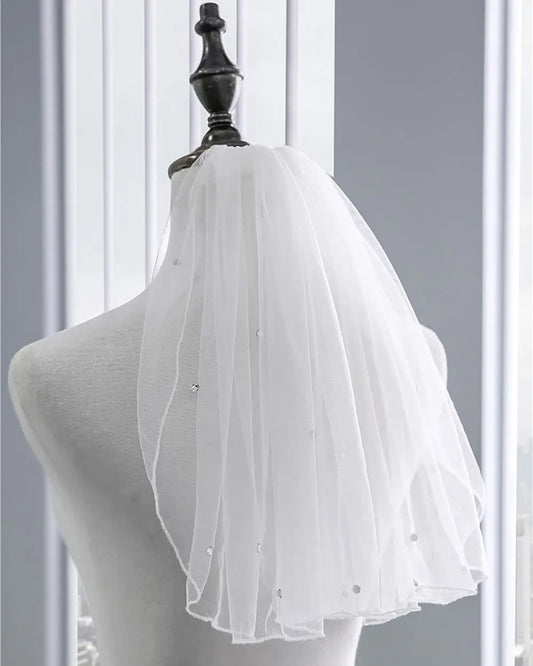 Crystal Bridal Veils Short 1 -laags zachte gaas met kam trouwfeest bruid haaraccessoires voor vrouwen en meisjes