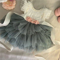 Élégant petite robe Lolita pour Noël pour tout-petit Boho Chic Birthday Party Costume + Blet 2pcs Tenue Set Mariage Clothing