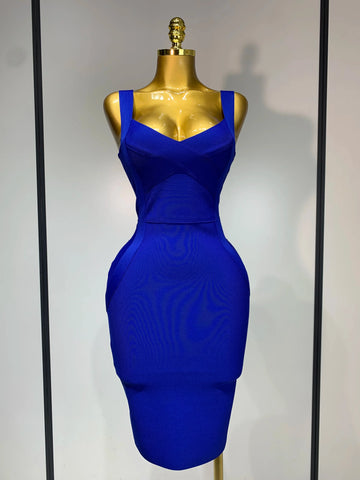 Women Sexy Celebrity Elegant Blue Bodycon Stretch Bandage Dress Nightclub Party Dress Luxury Birthday Vestidos