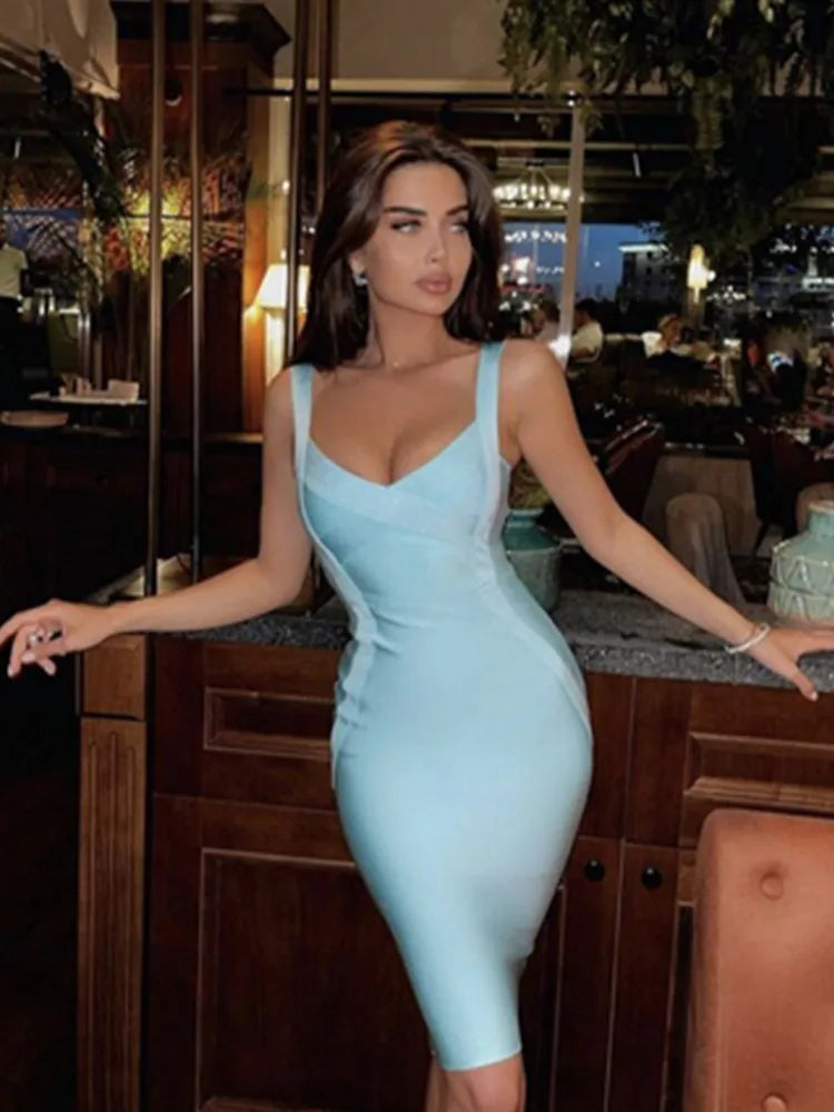 Women Sleeveless Rayon Bandage Dress Celebrity Elegant Green Purple Pink Bodycon Cocktail Party Dress Vestidos