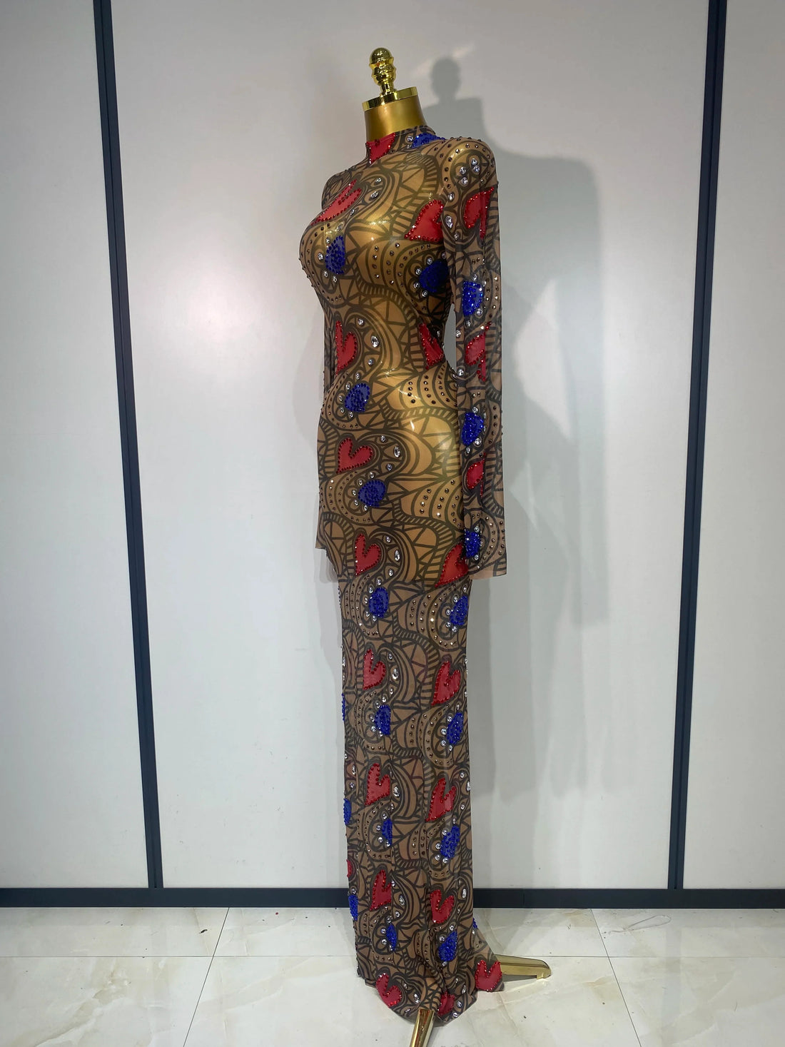 Sparkly Diamond Sexy Mesh Wrap Hip Long Dress Host Annual Meeting Party Nightclub  Performance Costume Luxury Birthday Dress