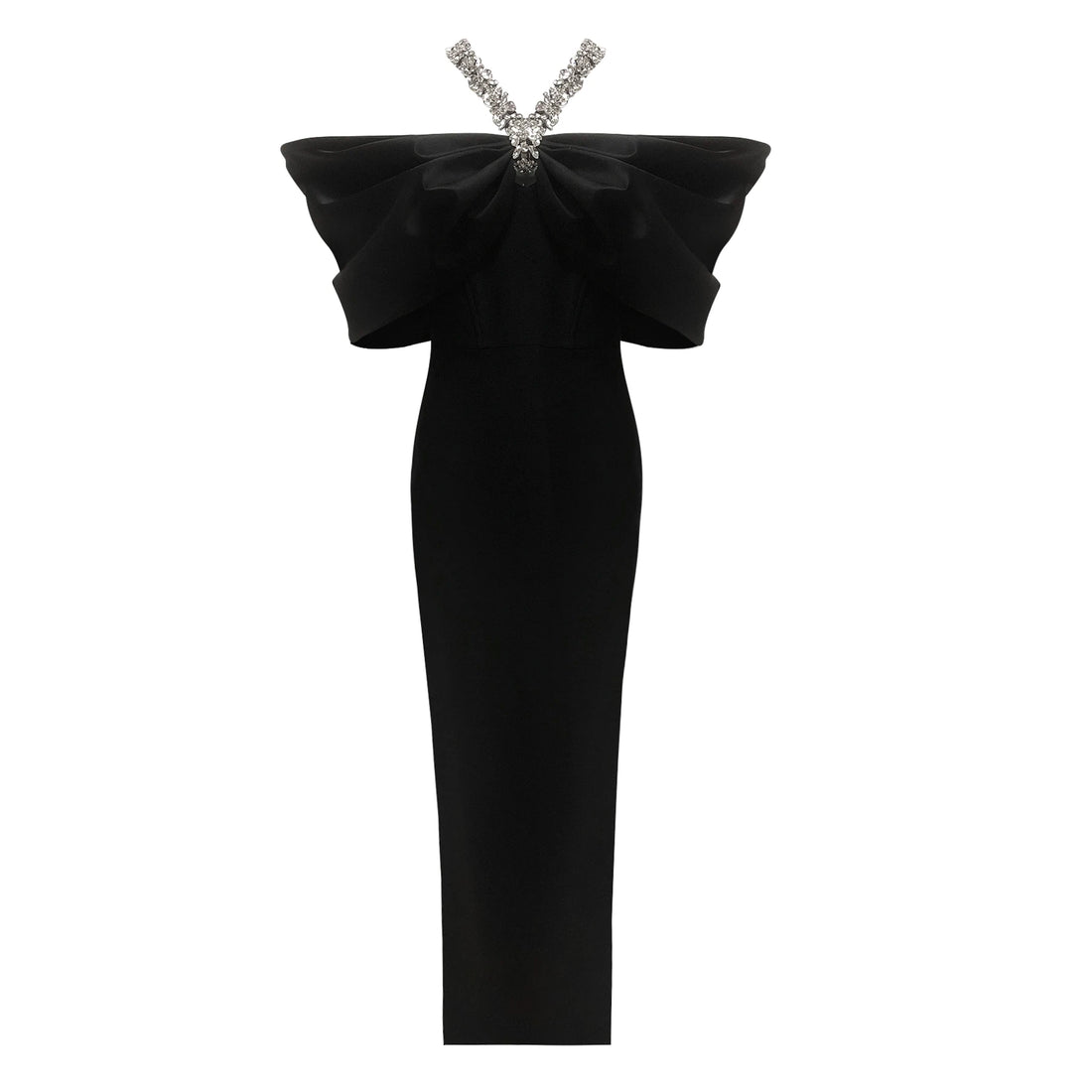 Sexy Off The Shoulder Shining Diamonds Halter Hip Wrap Ankle Lenght Bandage Dress Graceful Woman Party Vestido Celebrity Gown