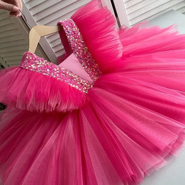 Birthday Party Dresses for Girls 3-8 Years Sequin Baptism Tulle Tutu Formal Gown Children Wedding Evening Formal Pageant Costume