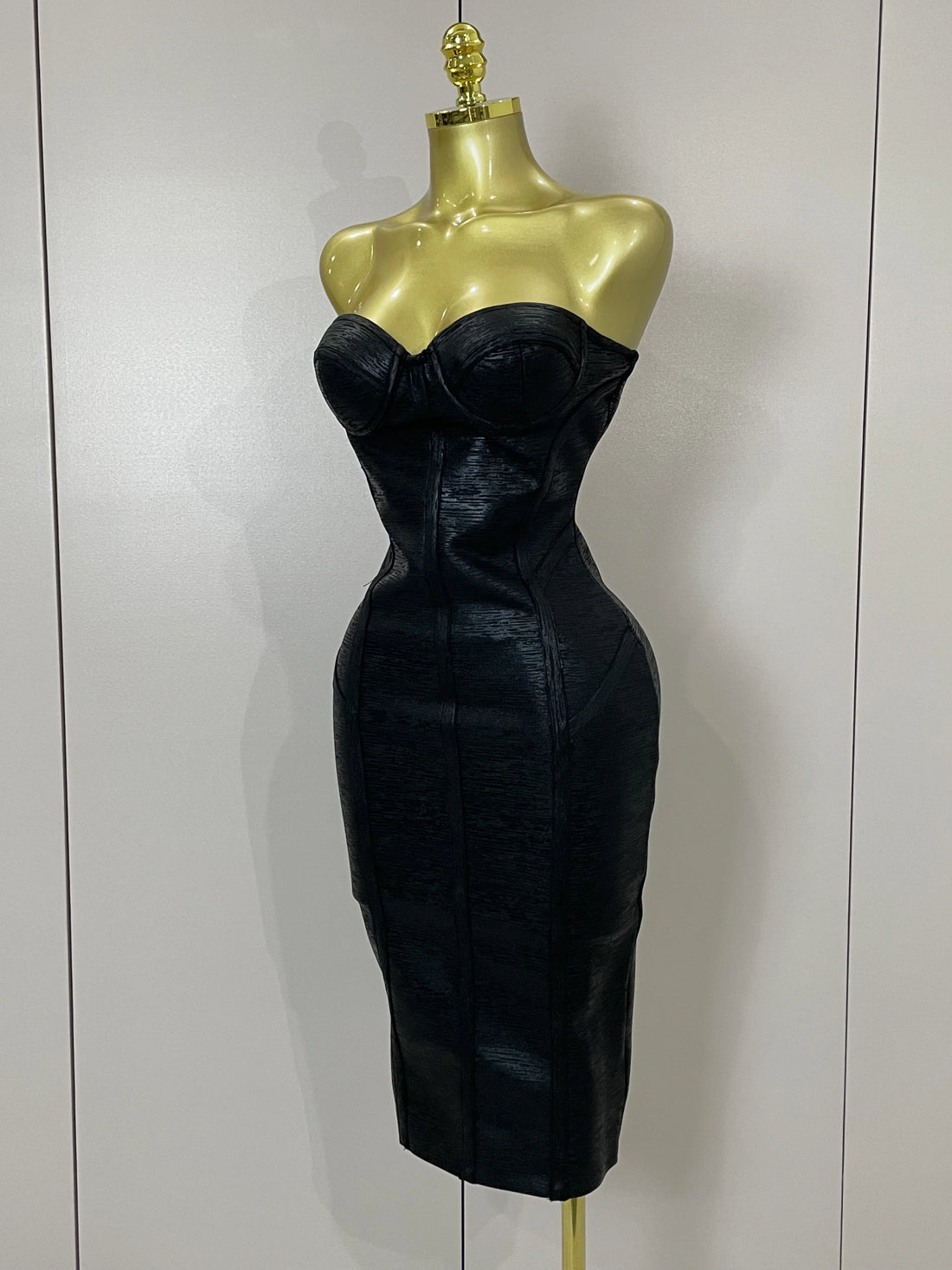 Sexy Strapless Gold Black Foil Color Bodycon Bandage Dress 2025New Women Fashion Celebrate Evening Party Luxury Birthday Dresses