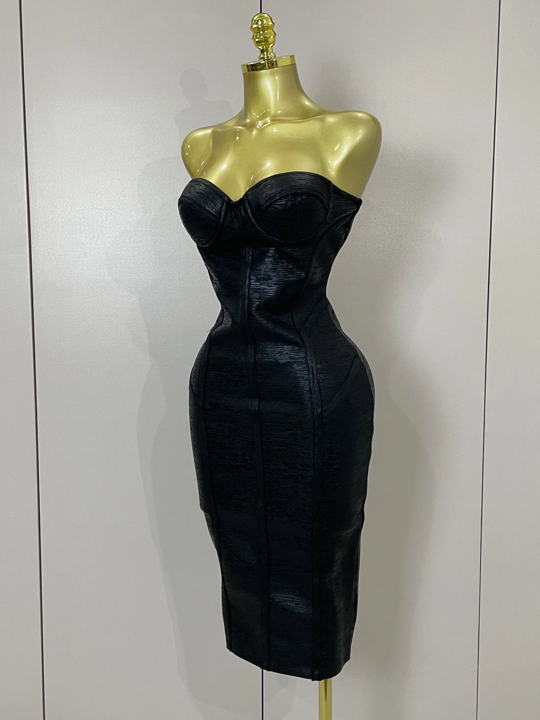 Sexy Strapless Gold Black Foil Color Bodycon Bandage Dress New Women Fashion Celebrate Evening Party Luxury Birthday Dresses