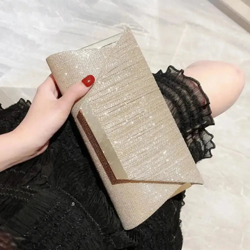 Fashion Women Handbag Luxury Apricot Evening Clutch Bag Party Single Chain Shoulder Bag Female Sequin Wedding Purse Bag