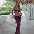 Women Sexy Bikini Set Solid Bikinis fashion hollow out mesh high waist slim long skirts suit female summer new holiday beachwear YA0379R1
