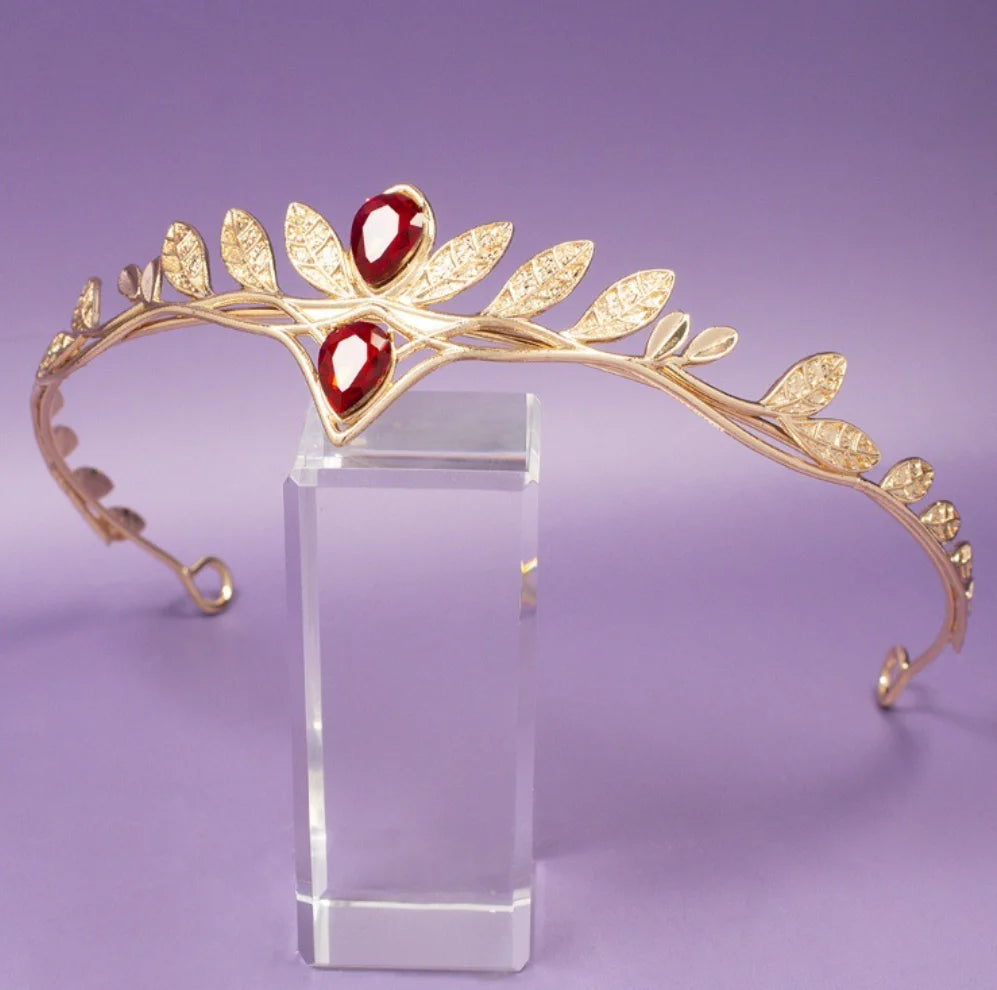 Baroque Vintage Fairy Crowns Tiaras Women Men Rhinestone Leaf Elf Tiara Costume Cosplay Hair Jewelry Crown Headwear Accessories