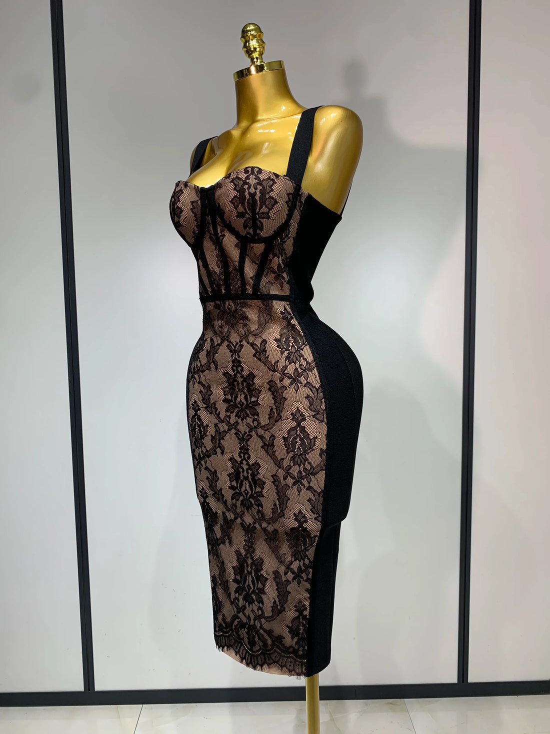 Sexy Black Lace Bodycon Bandage Dress  New Arrivals Women Luxury Vintage Elegant Evening Party Dress Birthday Club Vestido