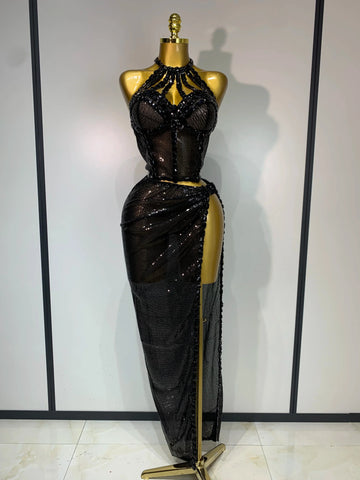 Sexy Shiny Diamond Two Piece Set  Women Evening Celebrate Festival Luxury Birthday Party Nightclub Singer Stage costume