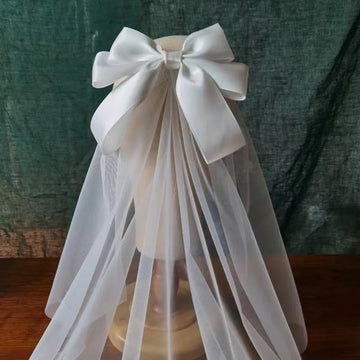 Voile de mariage blanc avec nœud, épingle à cheveux, petit voile court pour mariée, robe de photographie en Studio, corée et japon 