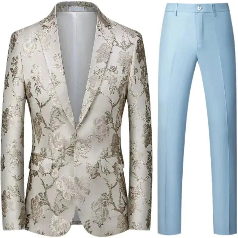 Men's Fashion Pattern (suit + Trousers) Fashion and Handsome Personality Stage Performance Banquet Business Casual Suit