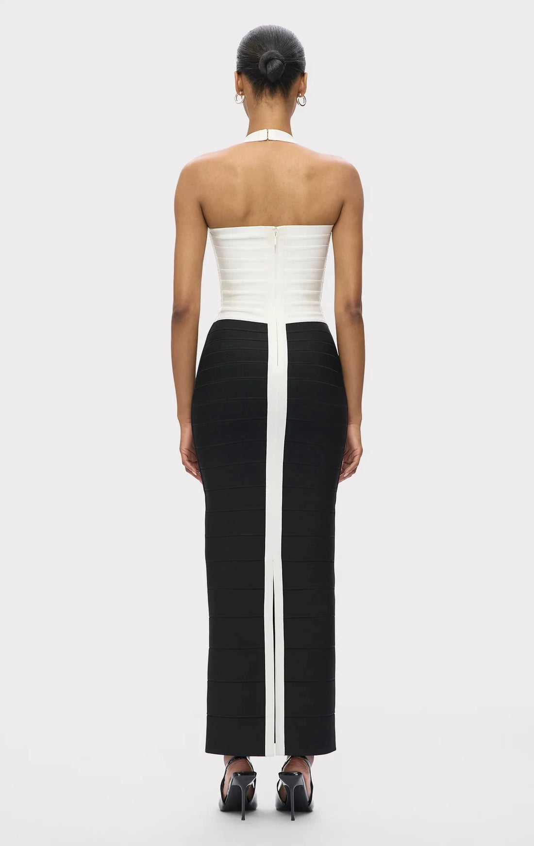 Women Sexy Halter Whiter Black Patchwork Bodycon Bandage Dress Celebrity Elegant Evening Party Club Luxury Birthday Dresses