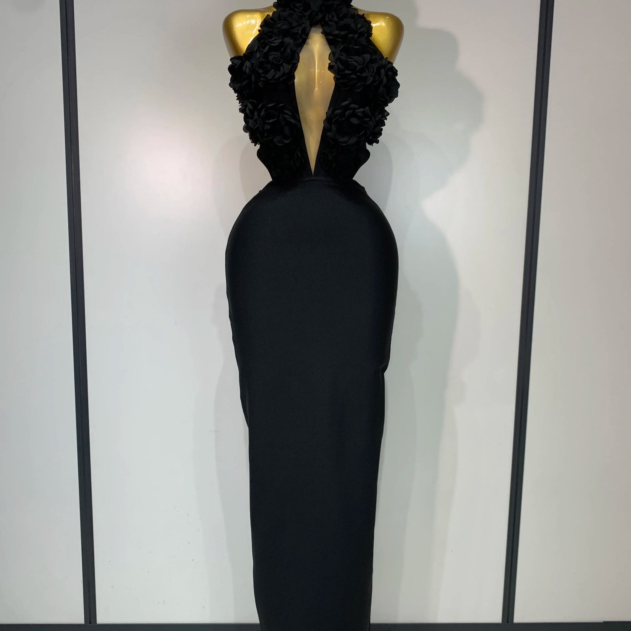 Women Sexy Halter Hollow Out Flowers Bodycon Bandage Dress Red Backless Celebirty Elegant Party Luxury Birthday Wedding Dresses