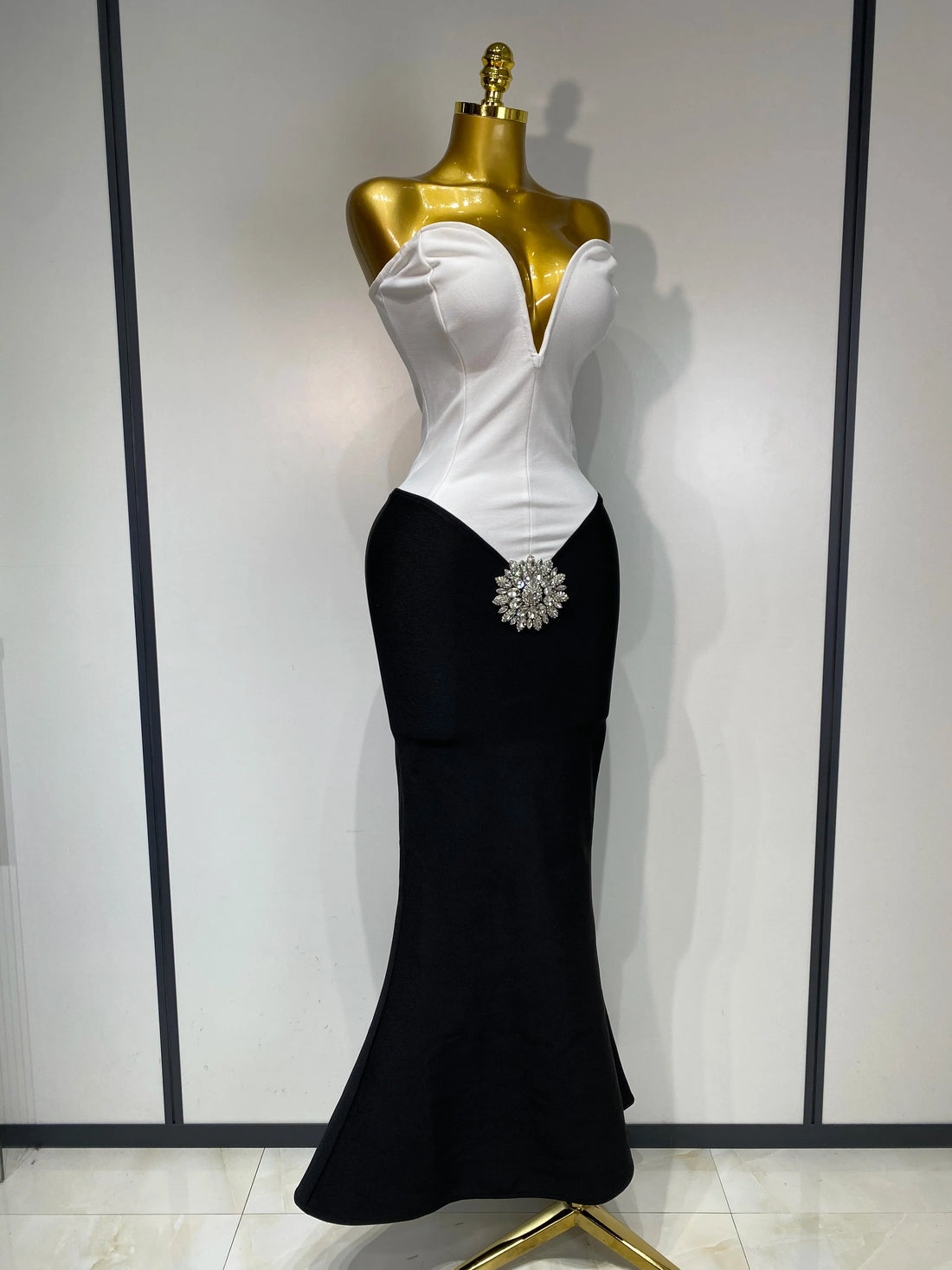 Sexy Bodycon Bandage Dress Strapless Diamond Flower Maxi Long Elegant Dresses  Luxury Birthday Dress Club Party Prom Gowns