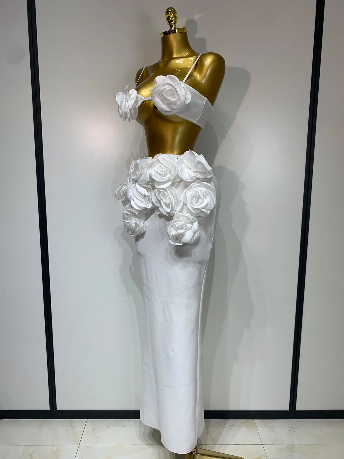 Women Sexy Camisole Floral Bandage Long Skirts Two Piece Set  Celebrity Elegant Party Cocktail Prom Gown Nightclub Outfit