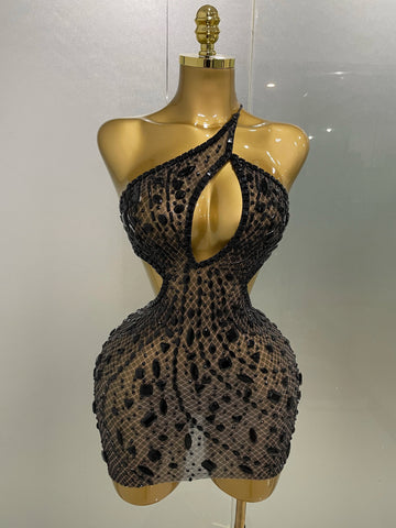 2025 Luxury Sexy Backless Hollow Out Sparkle Diamond Evening Prom Women Birthday Celebrate Stage Nightclub Outfit