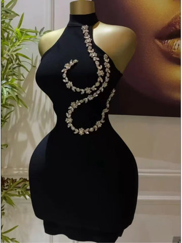 2025 New Summer Women Sexy Off the Shoulder Shinning Crystal Bodycon Mini Bandage Dress Nightclub Party Celebrate Birthday Wear