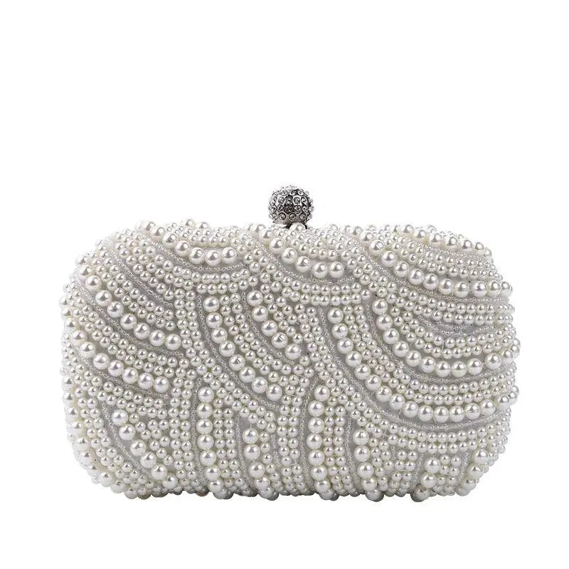 Retro Style Luxurious Designer Dinner Bag Pearl Fashionable Practicaldecoration Women Handbag Party Wave Shape Evening Bag 1111 Mini(Max Length<20cm)