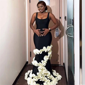 Women Sleeveless Sexy O-Neck Florals Floor-length Bandage Dress Celebrate Birthday Party Photo Shoot Evening Outfit