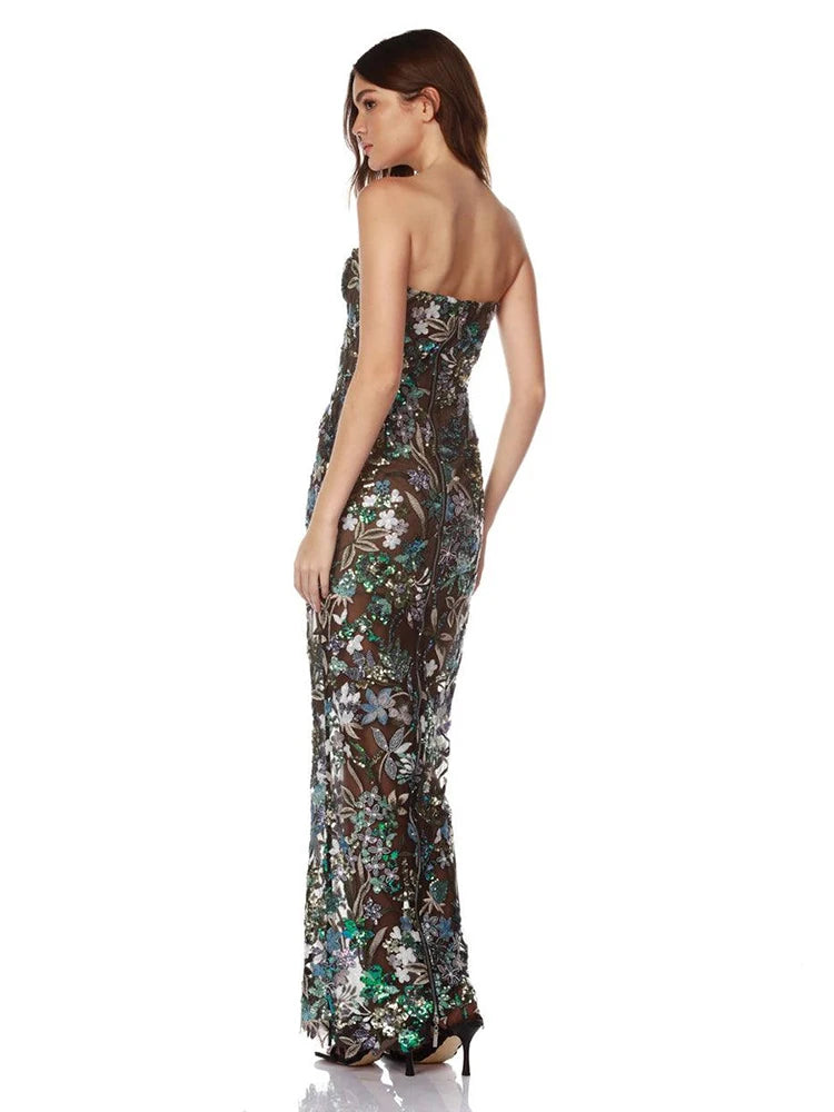 VC Celebrity Party Dresses For Women 2024 Summer Holiday Wear Sexy Sleeveless Embroidery Design Long Gowns