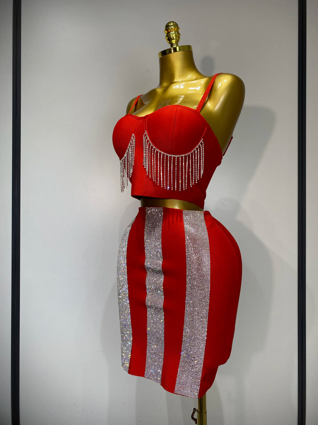 Women Sexy Sling Backless Tassels Bandage Skirt Two Piece Set 2025 Knitted Celebrity Elegant Evening Luxury Birthday Dresses