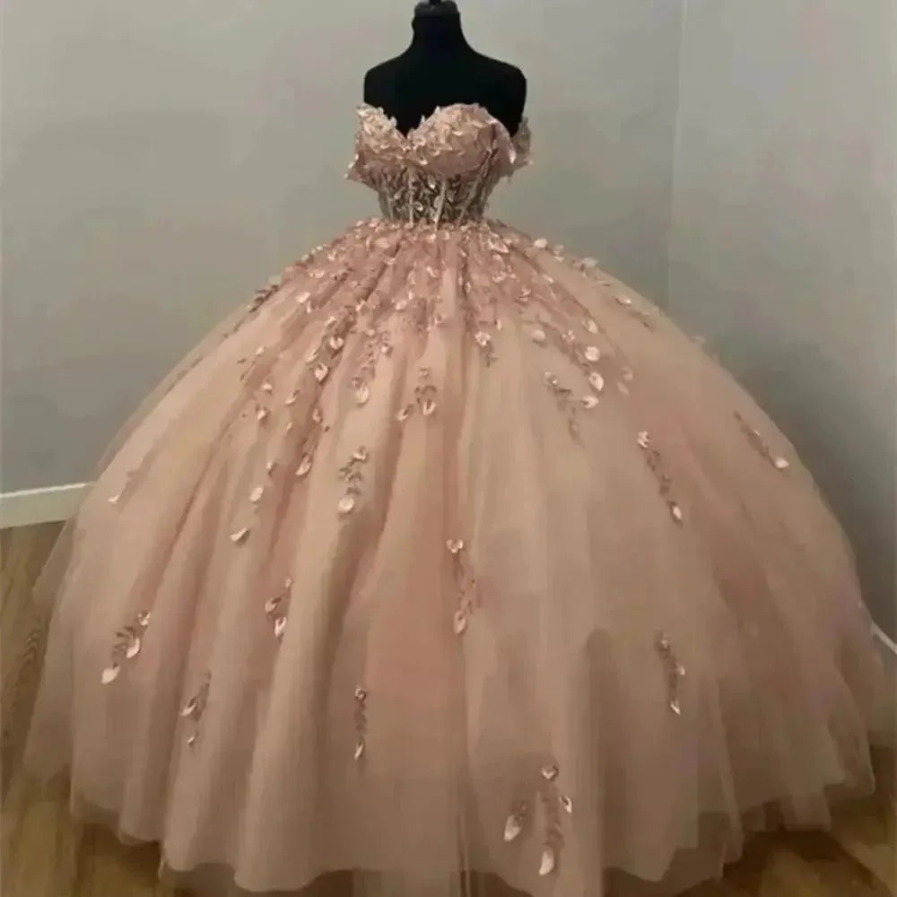 Quince Dress | Blush Pink Quinceanera Dresses Vestidos De 15 Anos Formal Birthday Party Prom Ball Gown Corset Back